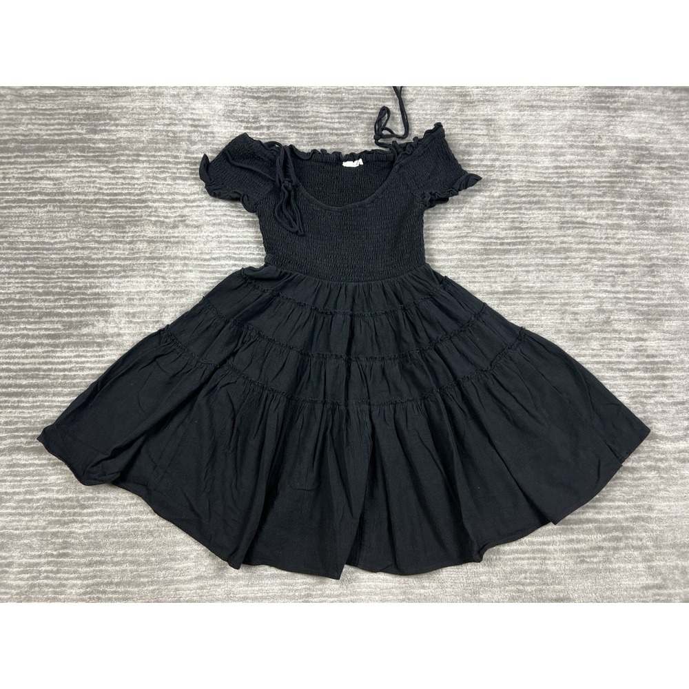 Newbury Kustom Dress Womens‎ Small Black Mini A-Line Short Sleeve Cotton